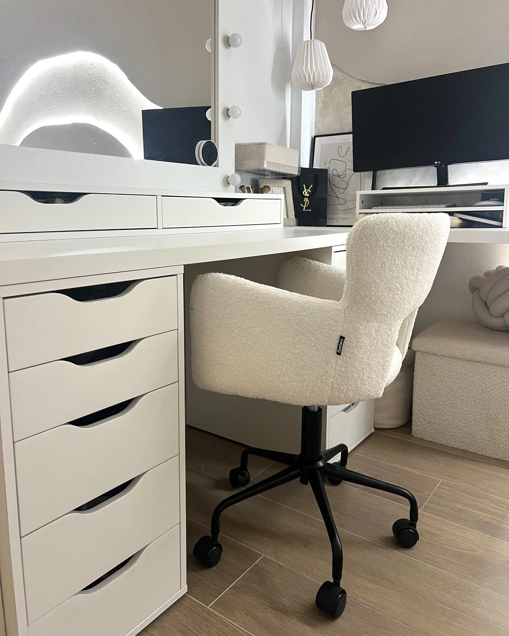 Bureaustoel SANILAC II Bouclé Gebroken wit