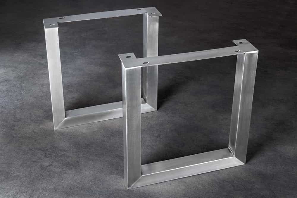 2er Set Tischgestell U-FRAME 70cm Edelstahl gebürstet matt Tischbeine Kufe Esstisch