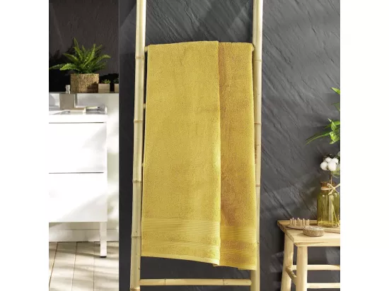 Drap de douche en coton éponge - Jaune - 70 x 130 cm
