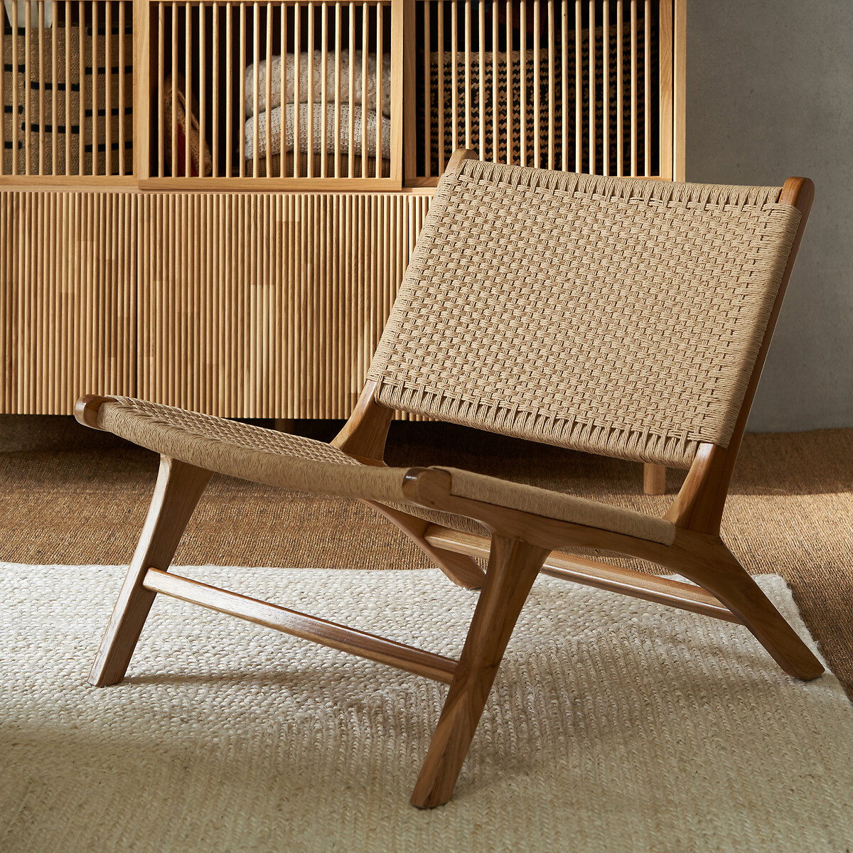 LA REDOUTE INTERIORS<br>Poltrona de descanso em teca e corda trançada, Amanda