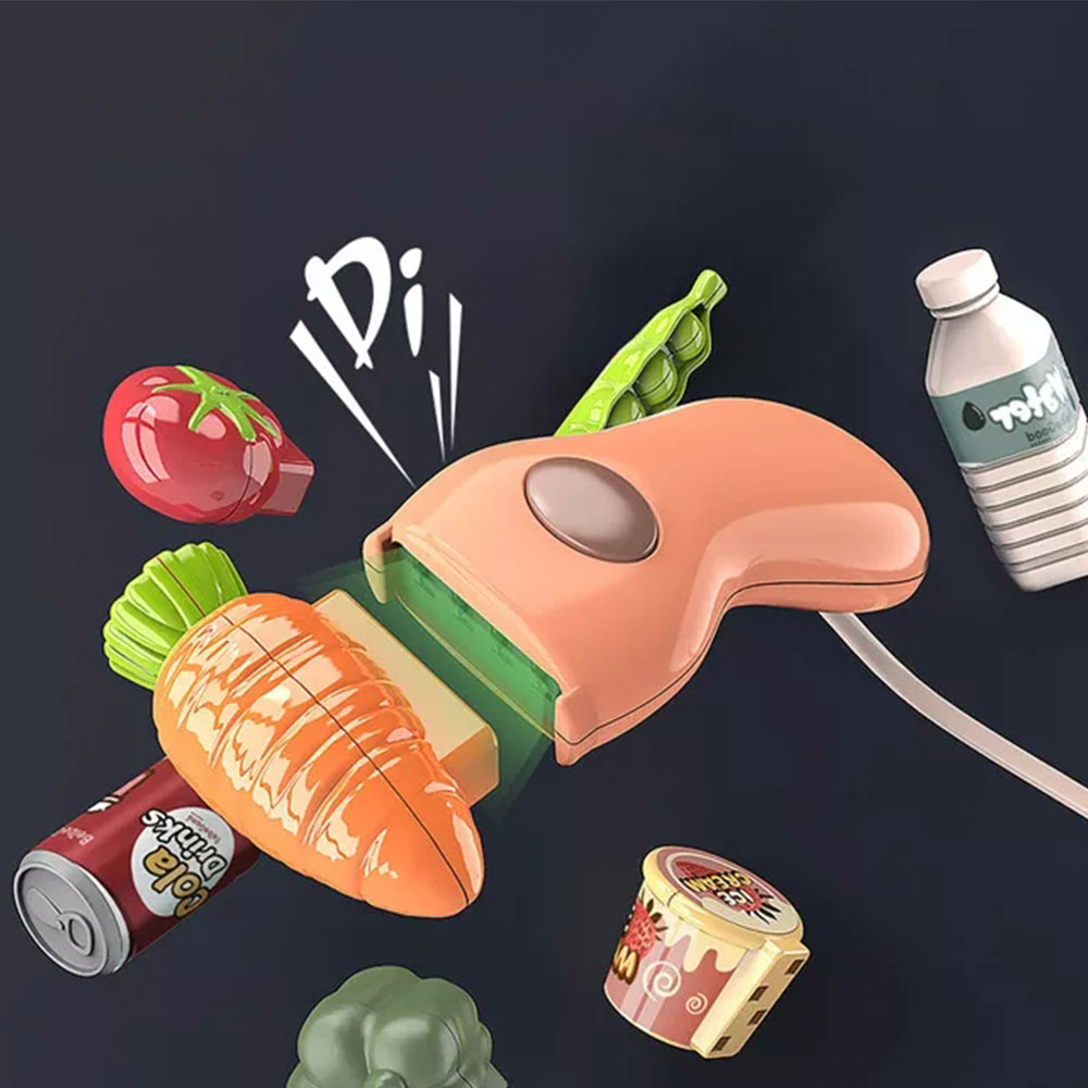 (27-tlg. Set) Kinder Kasse Supermarkt Zubehör Lern Spielset (Batteriebetrieben) - Rosa