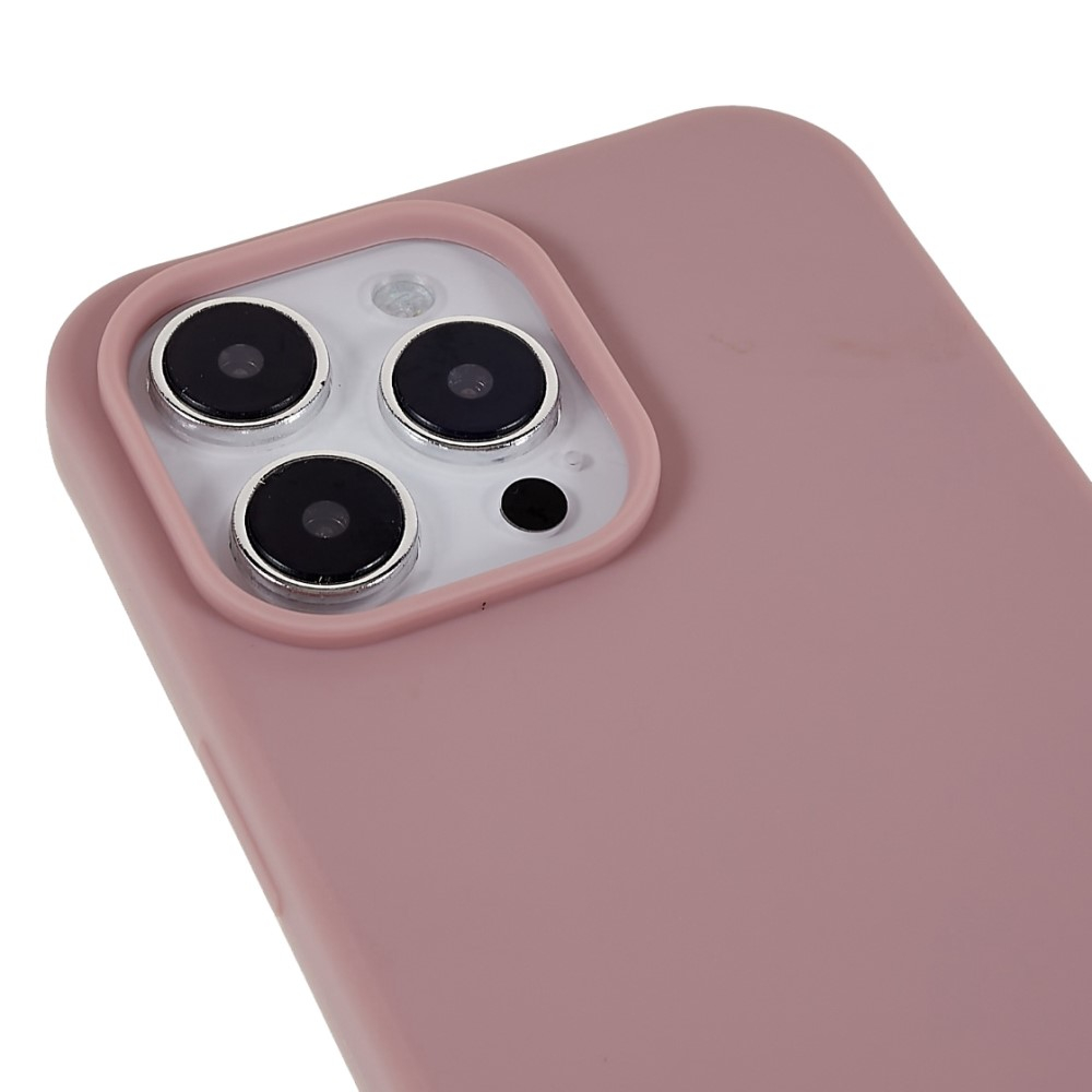 iPhone 14 Pro Necklace Gummi Case Hülle   Handykette Nylon Strap (160cm) - Sandrosa
