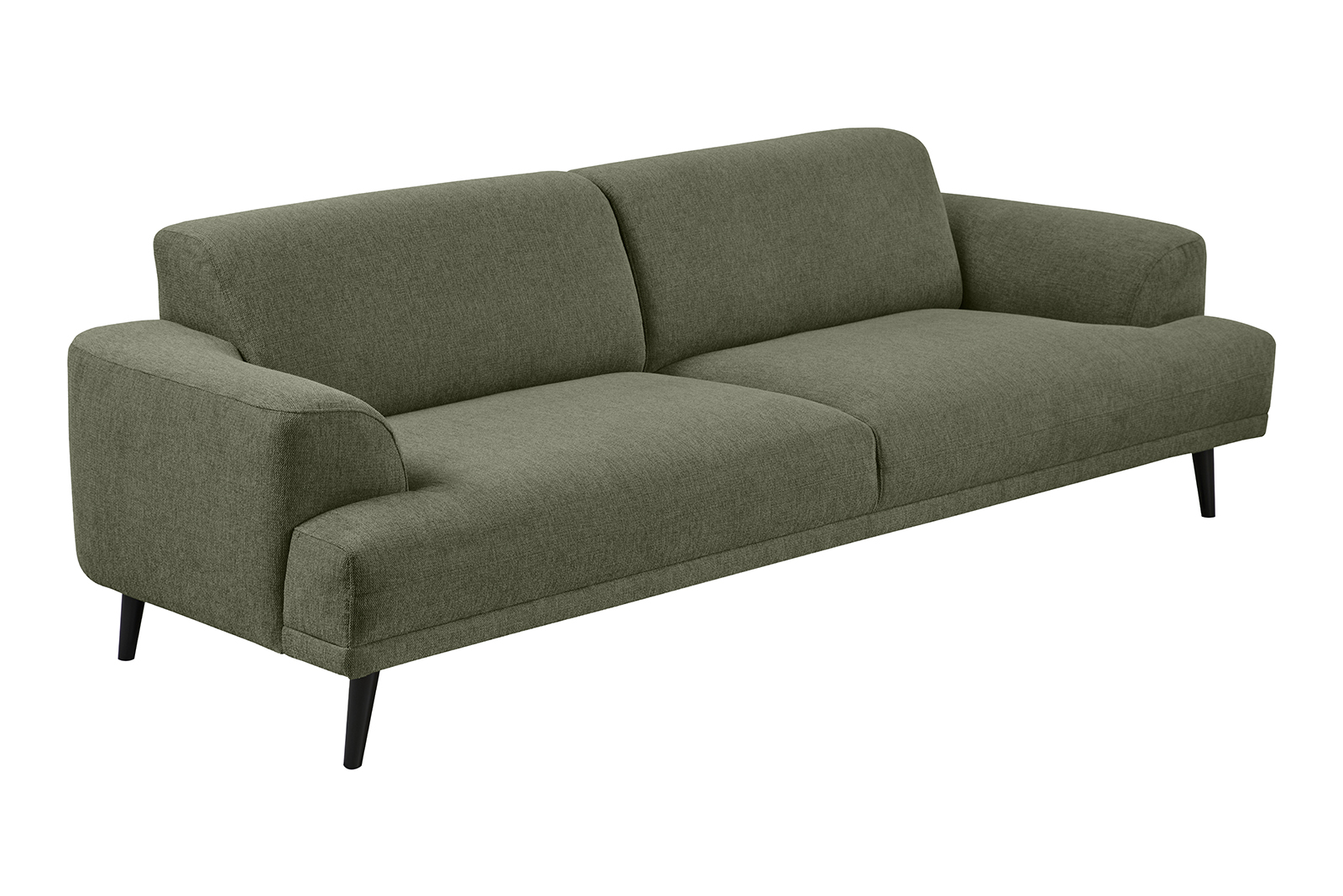 Nest 3-seter sofa I tekstil Brego 77 grønn med mørk brune heltre ben.