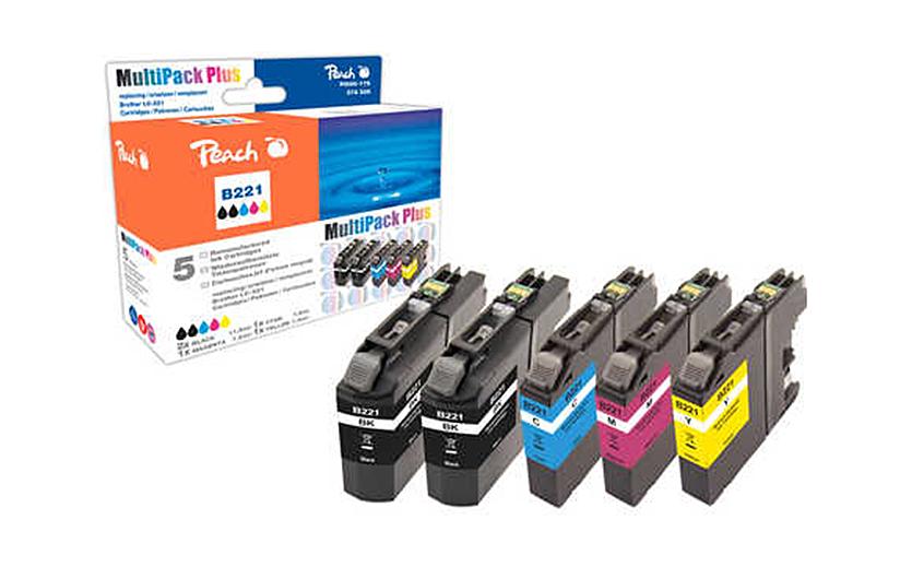 Tintenset Brother LC-221 2x BK, 1x Cyan, Magenta, YellowDruckerpatronen: Schwarz, Cyan, Magenta und Gelb