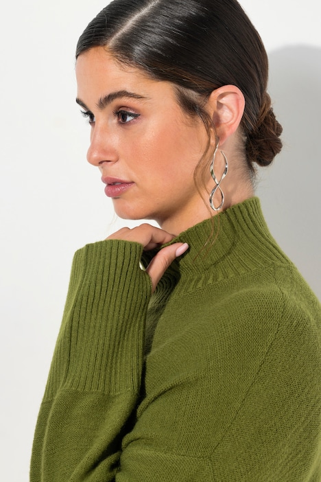 Strickkleid, Linksstrick, Stehkragen, Langarm