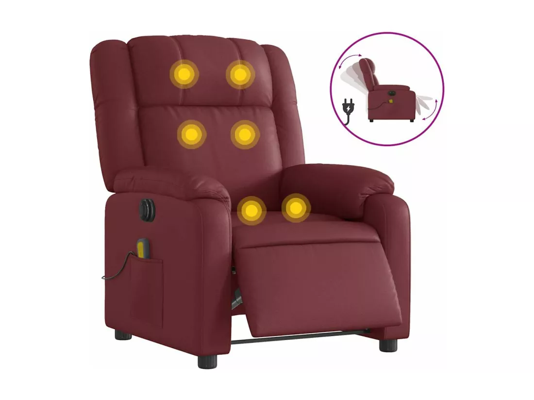 Fauteuil de massage inclinable électrique rouge bordeaux