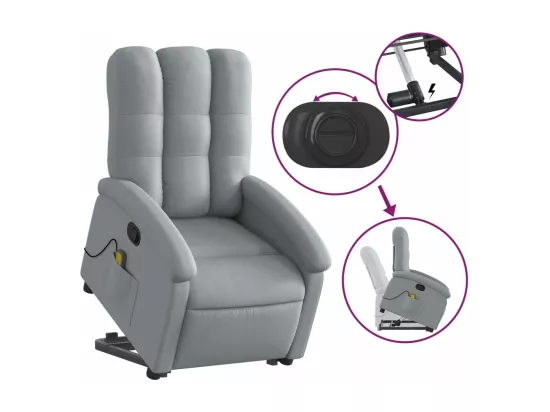 Fauteuil massant inclinable Gris clair Tissu