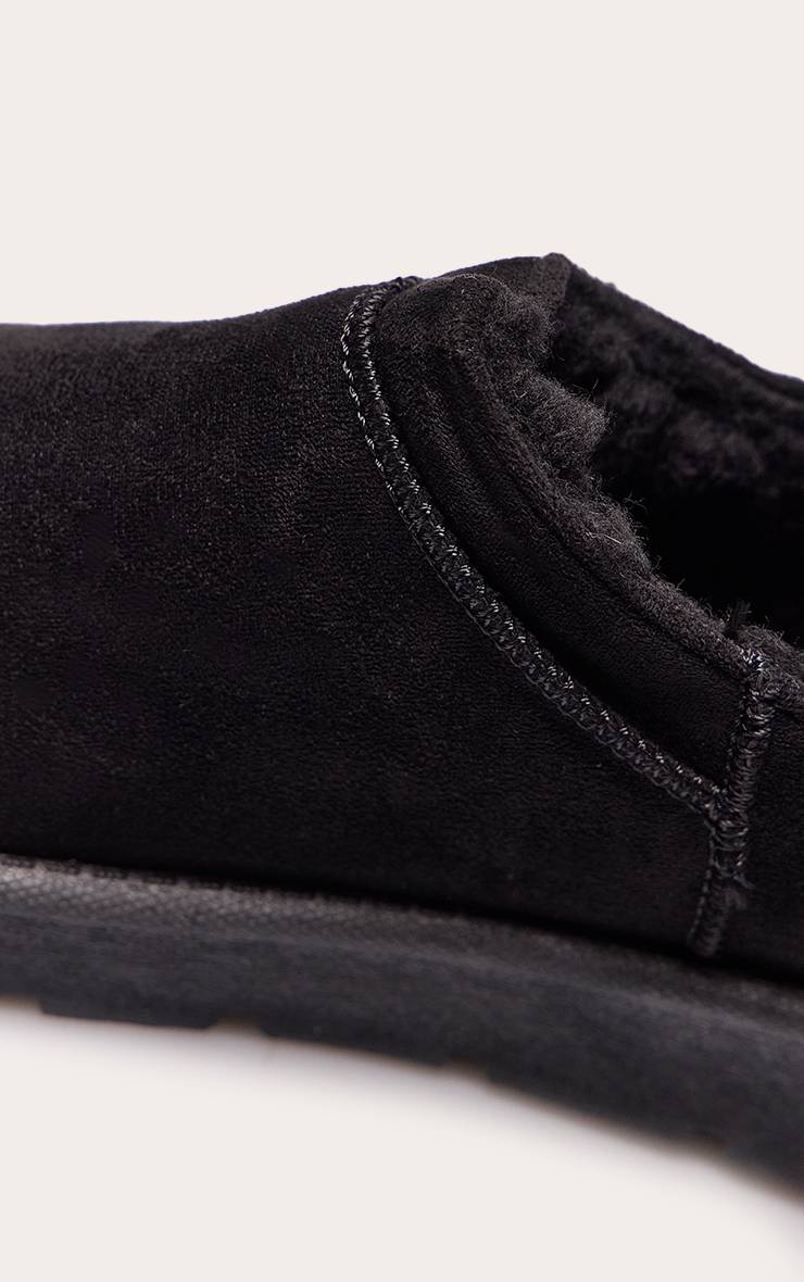 Noir Chaussures Plates À Enfiler À Plateforme Doublées Peluche