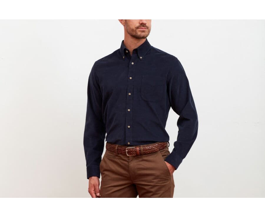 Chemise velours Navy - Col américain - WARDLEY
