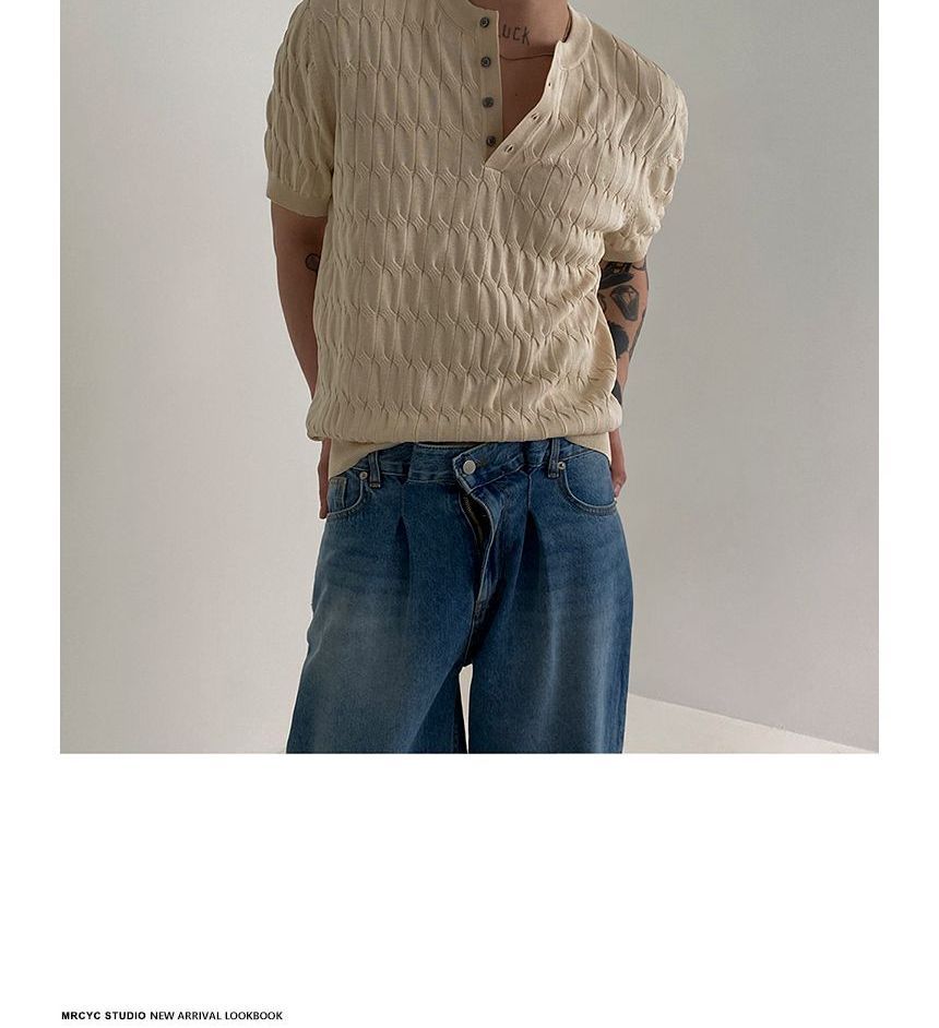MRCYC - Henley-top met korte mouwen en kabelmotief