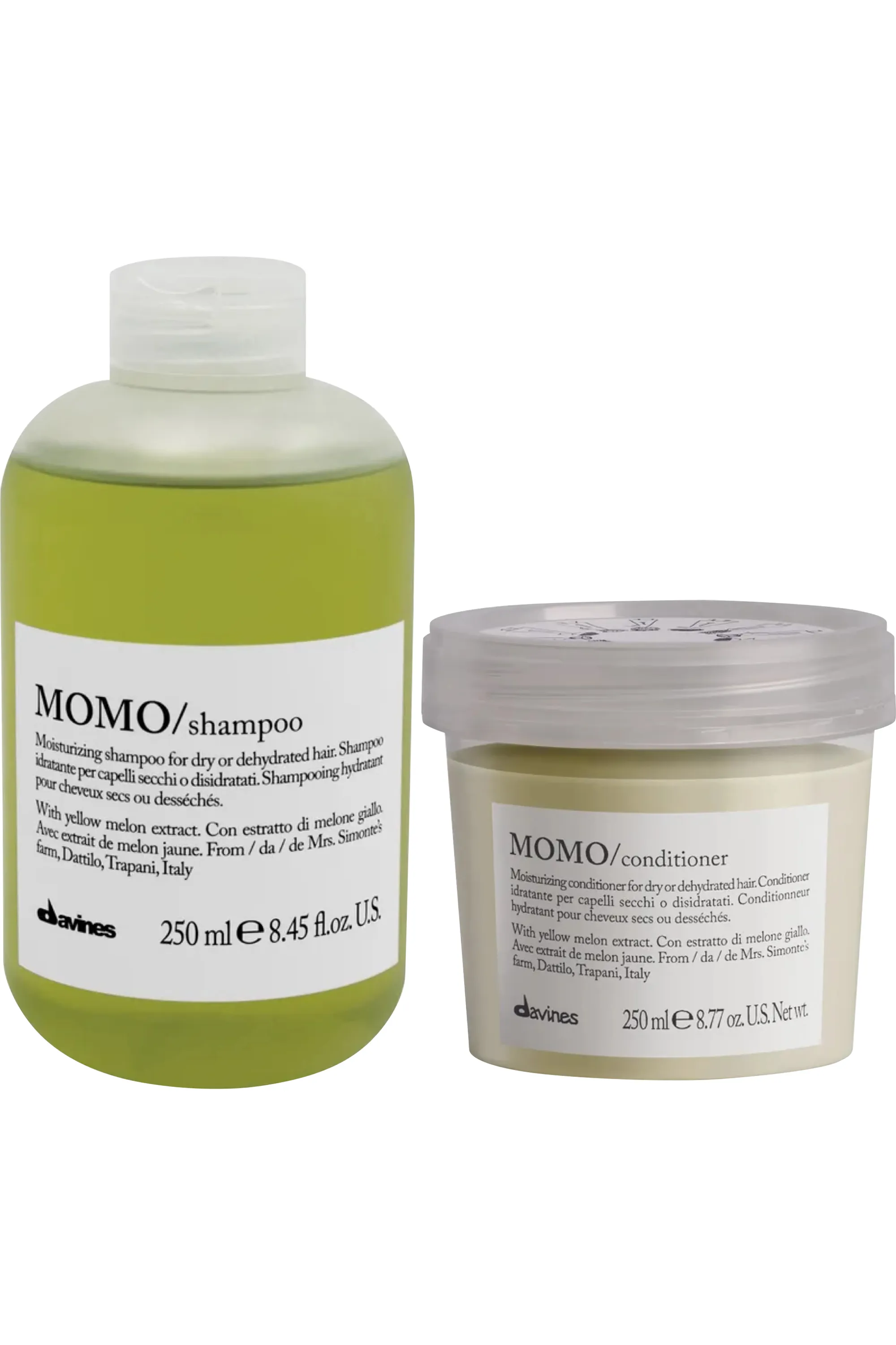 Davines Duo pour cheveux secs shampoing et après-shampoing Momo-500 ml