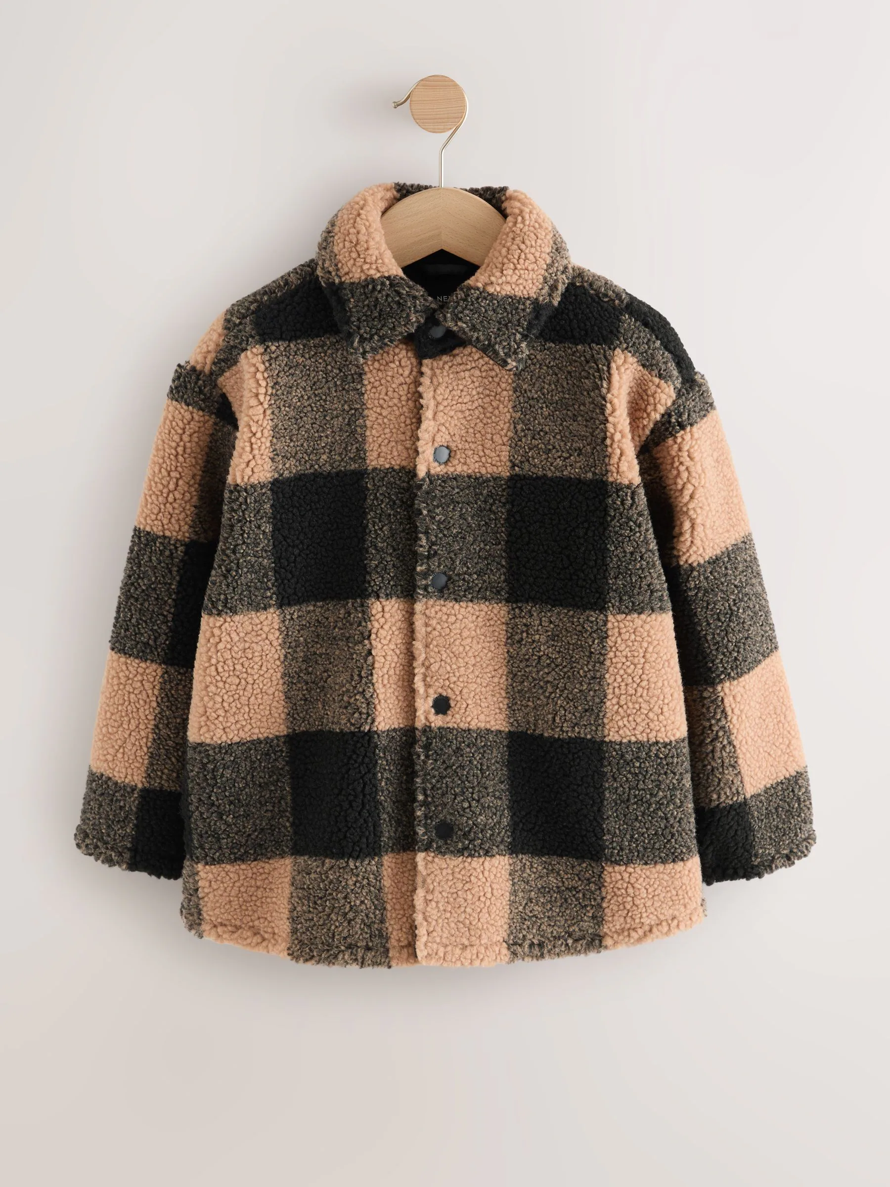 Zwart/bruin Buffalo - Fleece shacket van borg met ruit (3-16jr)