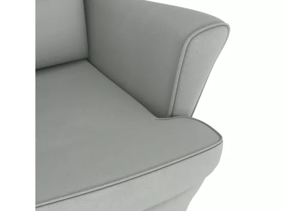 Chaise à bascule avec pieds en bois et tabouret Gris clair