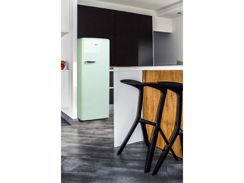 Domo Kühlschrank DO91701R Hellgrün, Rechts Freistehender Kühlschrank im Retro-Design