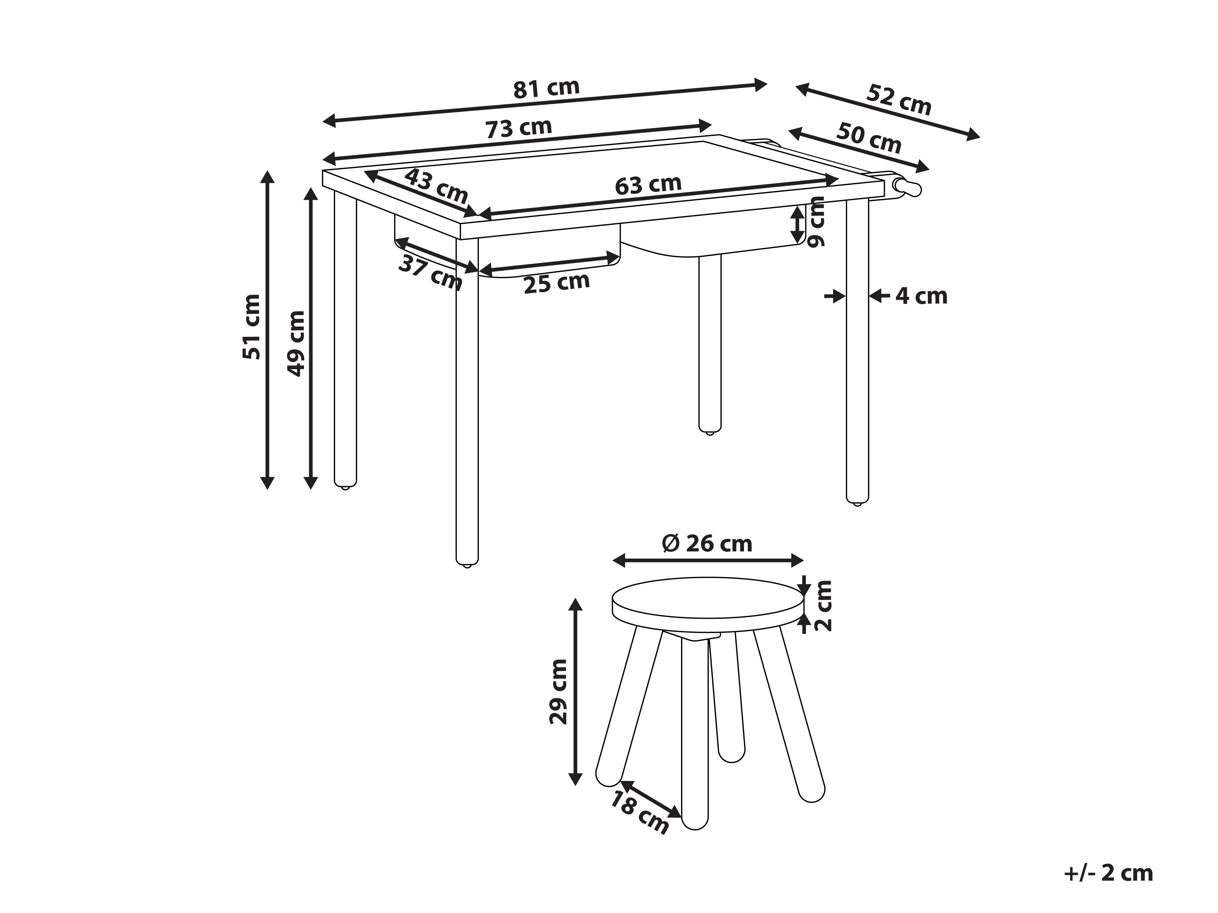 Kindertafel en stoel set KEMPSEY Lichtbruin met opbergruimte