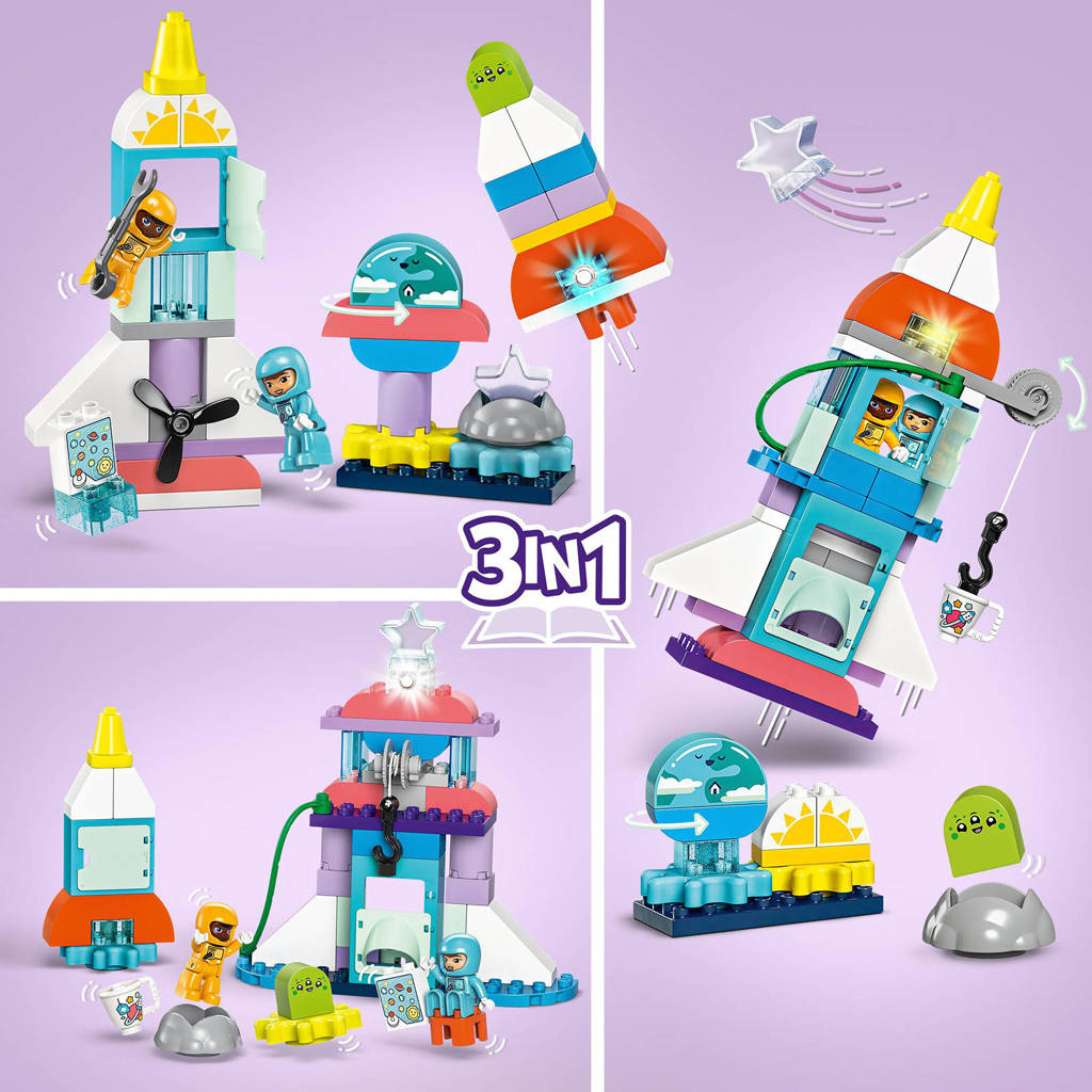 Super leuke Duplo set3-in-1 ruimteavontuur Educatief Speelgoed met Ruimteschip voor Peuters 10422