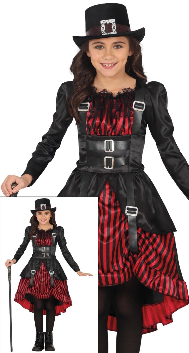 Halloween Jurk Rood Zwart Meisje Gothic