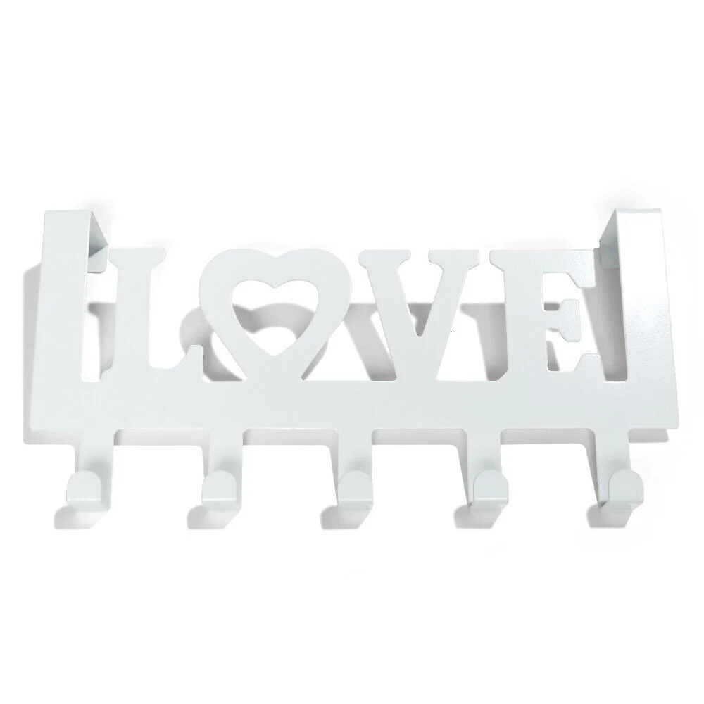 Crochet de porte LOVE en métal blanc ou noir 36,5x16,5cm - 2 modèles