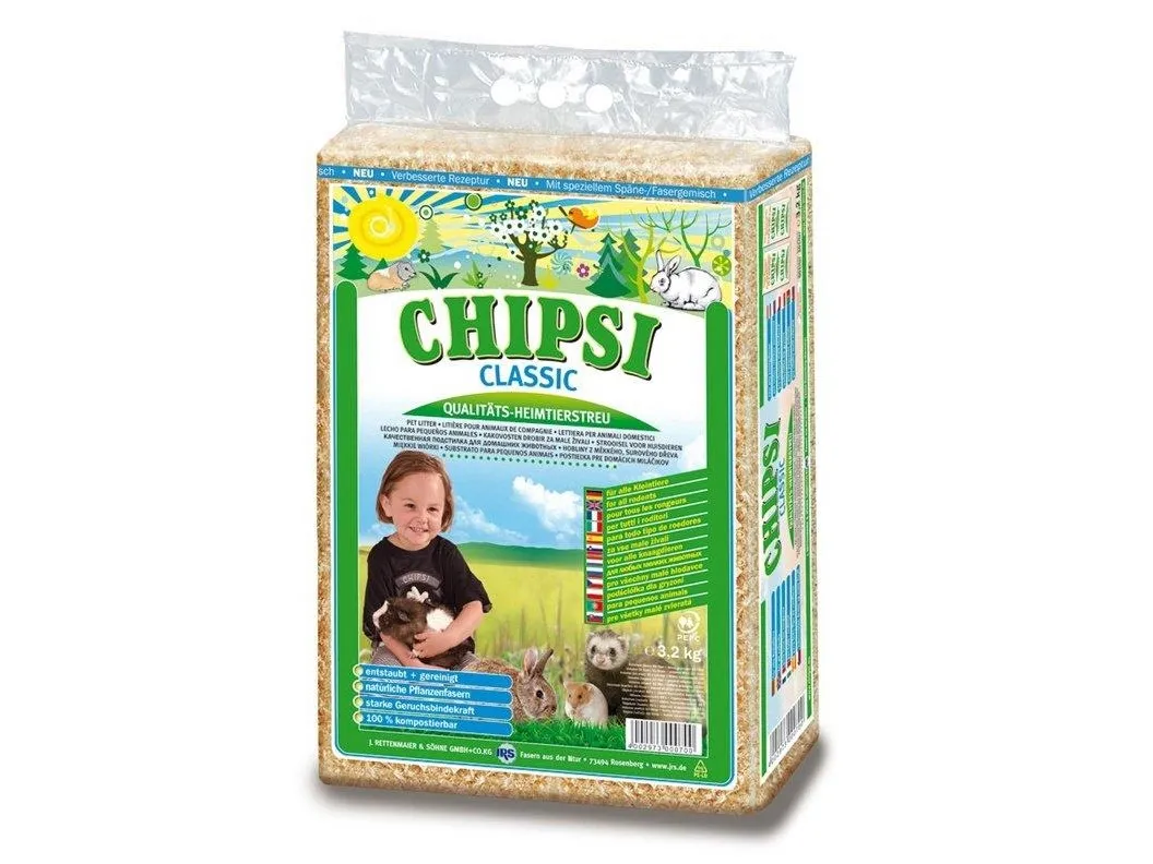 CHIPSI CLASSIC, Træpiller, Hamster, Mus, 3,2 kg, Polybag