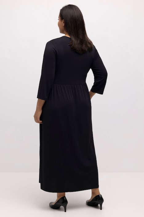 Midikleid, Punkte, Wickeloptik, V-Ausschnitt, 3/4-Arm