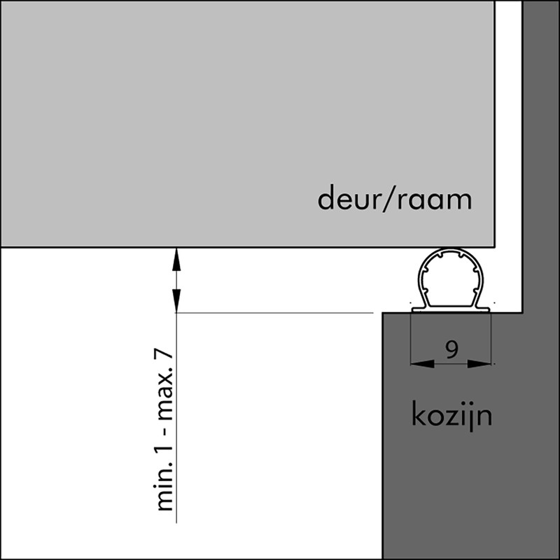 Ellen tochtband Universeel zwart 6m