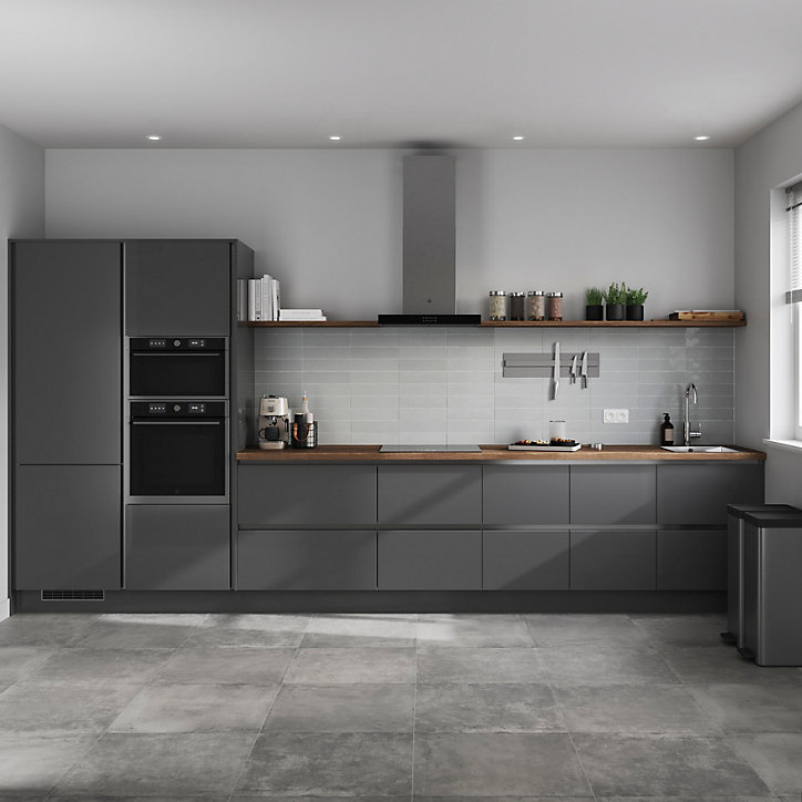 Joue de finition Stevia gris anthracite brillant L. 64 cm x H. 93,4 cm Caraway Innovo GoodHome