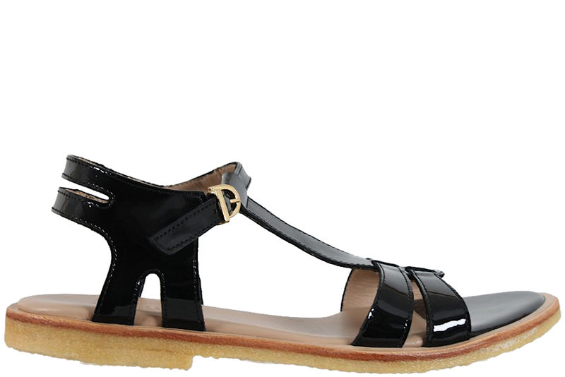 ANGULUS SANDAL I SORT POLIDO MED LAK LOOK