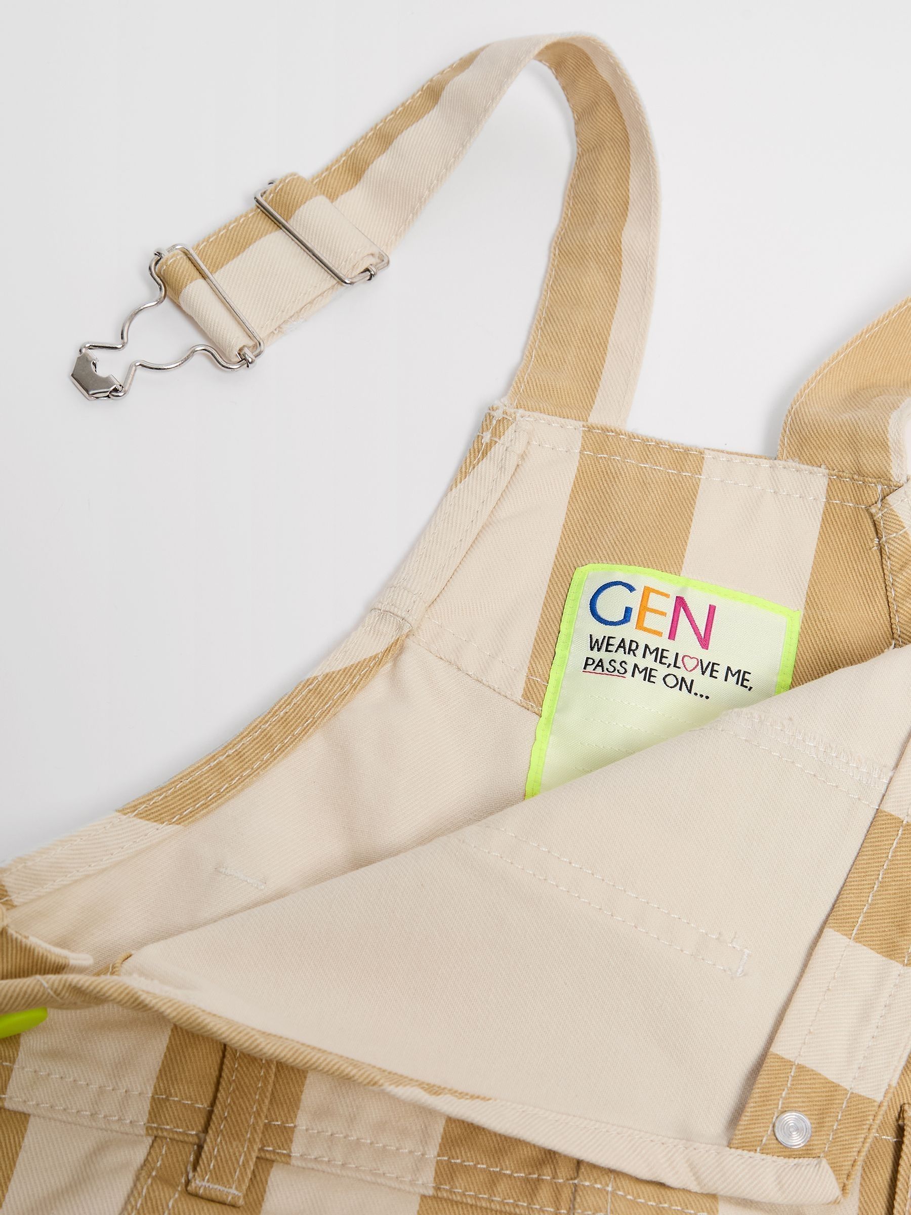 Crème - Gestreepte shorts tuinbroek