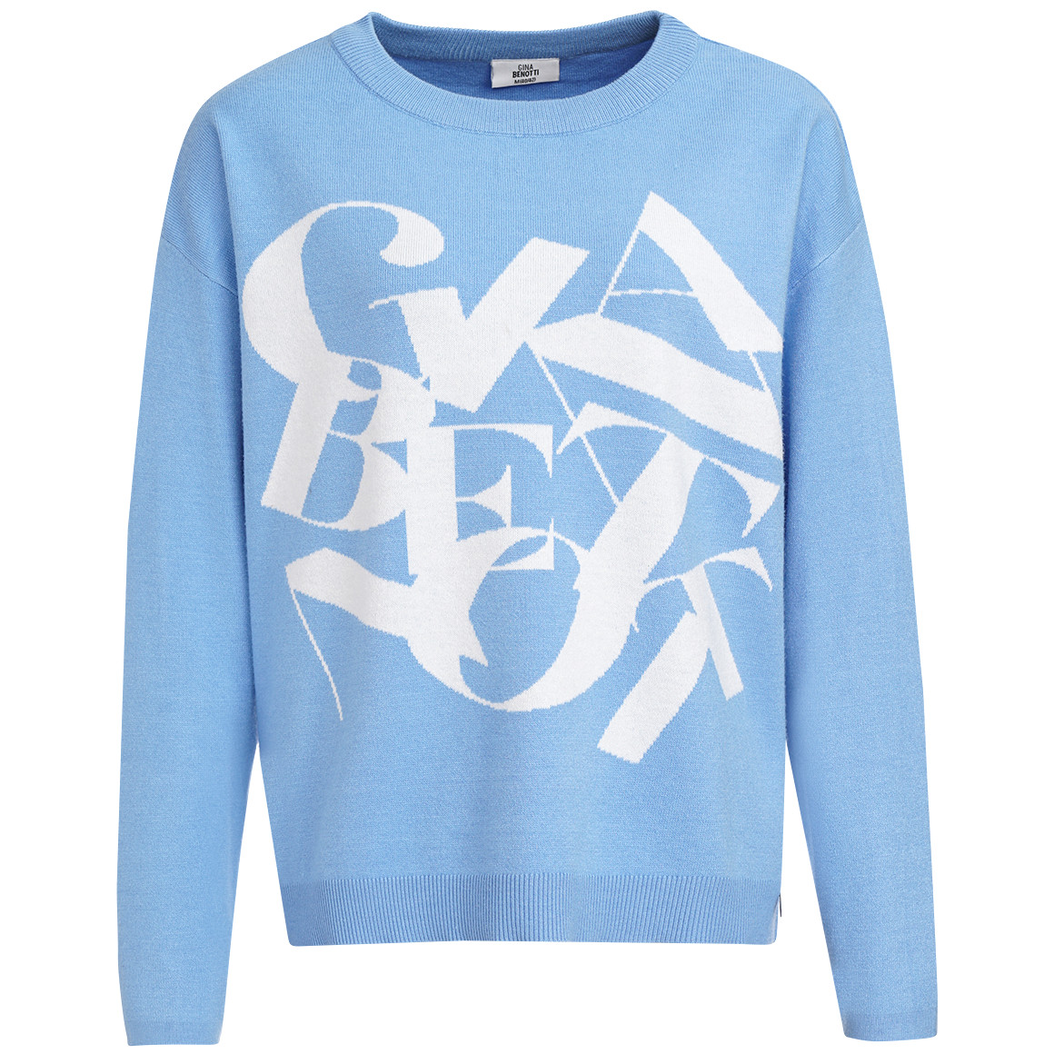 Gina Benotti Damen Strickpullover mit Buchstaben-Motiv hellblau