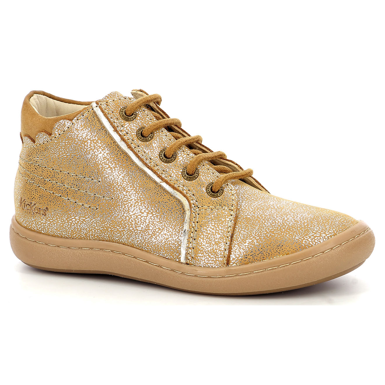 Kickers Bottillons en Cuir Kickpinns beige métallisé