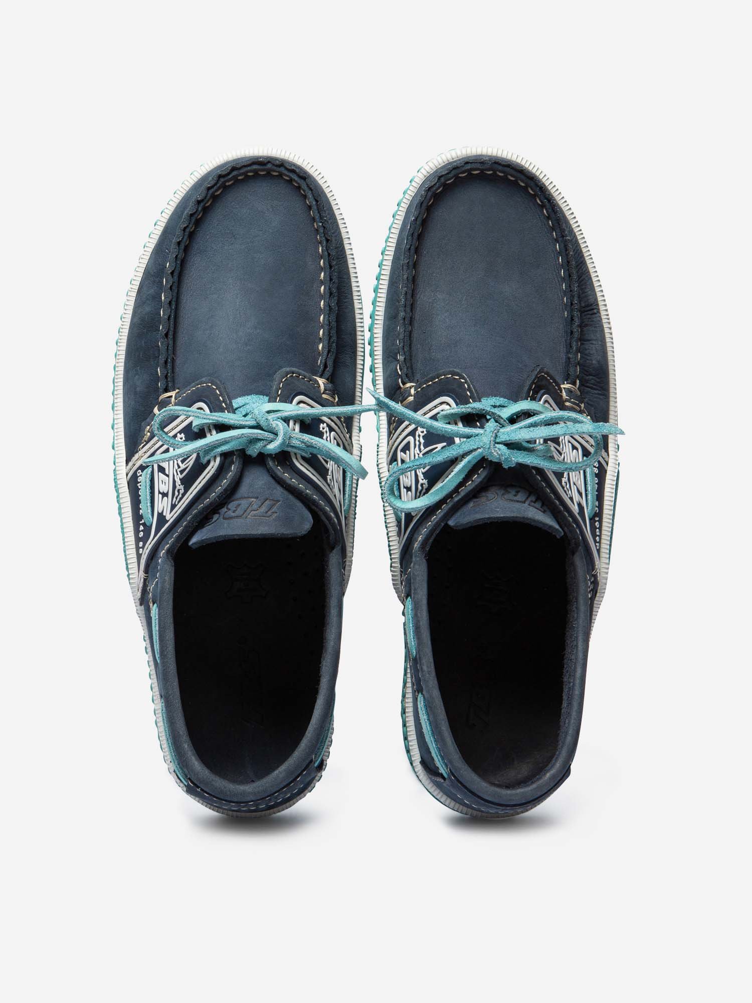 Chaussures Bateau Homme Cuir Marine et Turquoise
