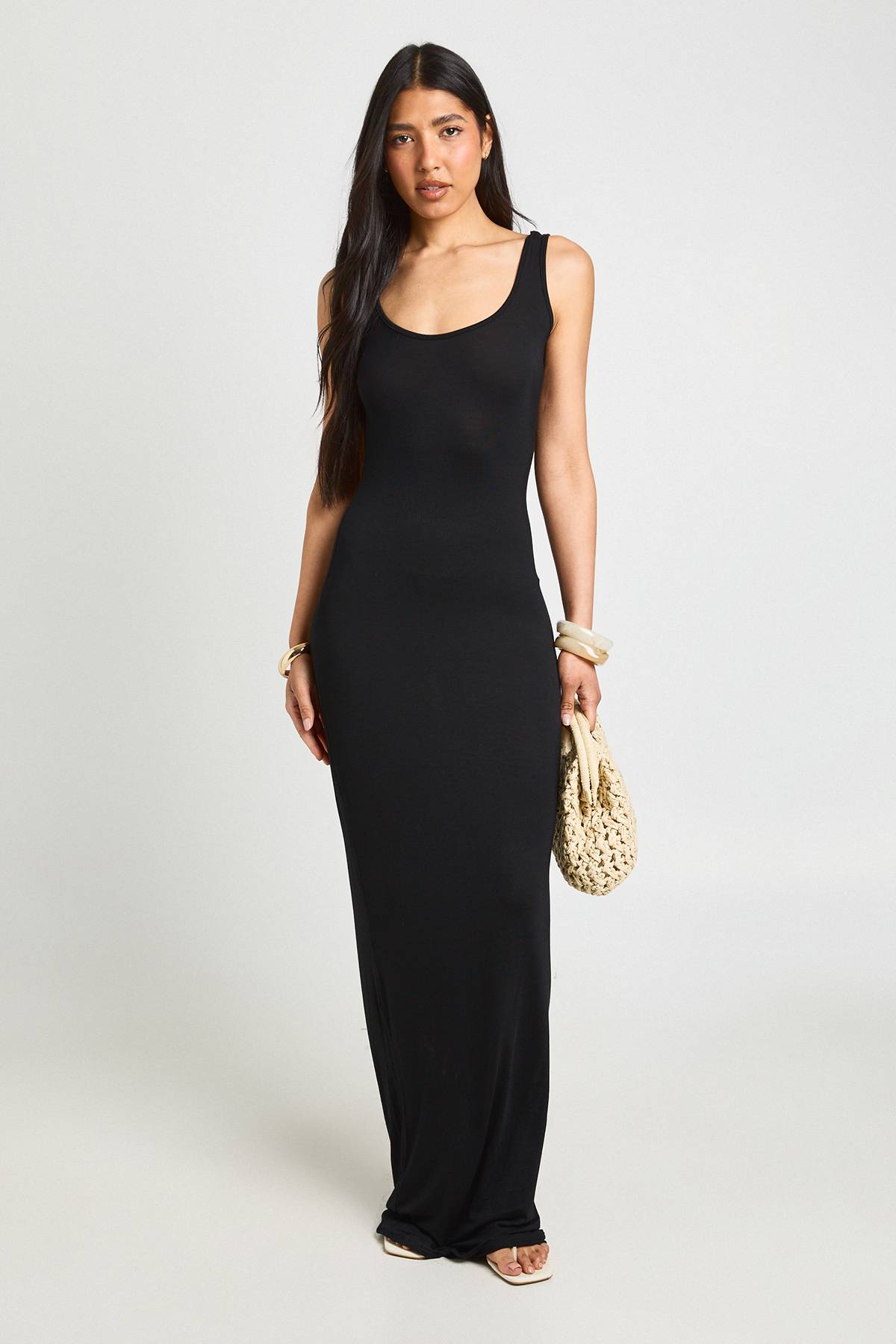 boohoo Robe Maxi Longue Basique À Encolure Ronde Tall