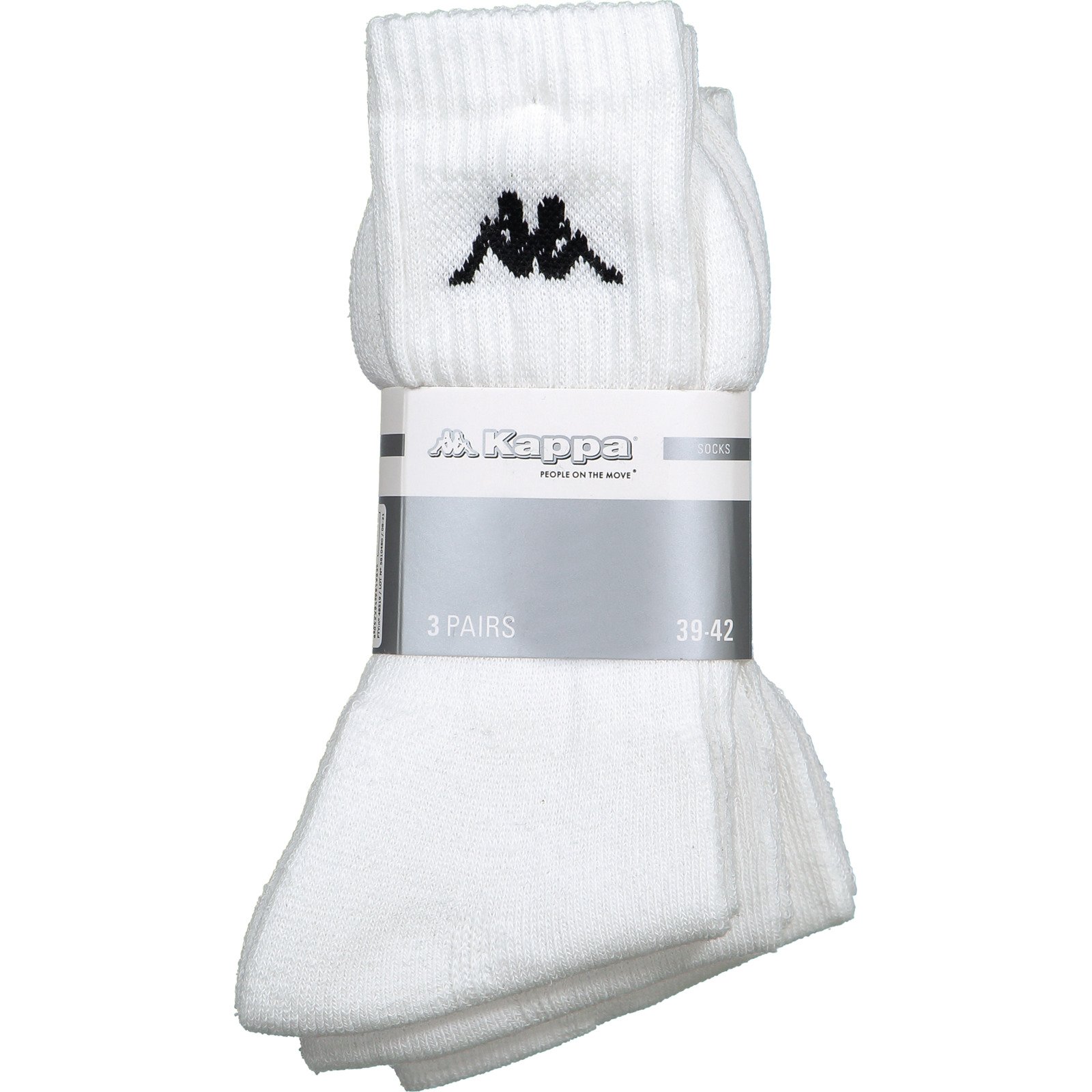 Kappa Sportsocken, 3 Paar 39-42, weiss