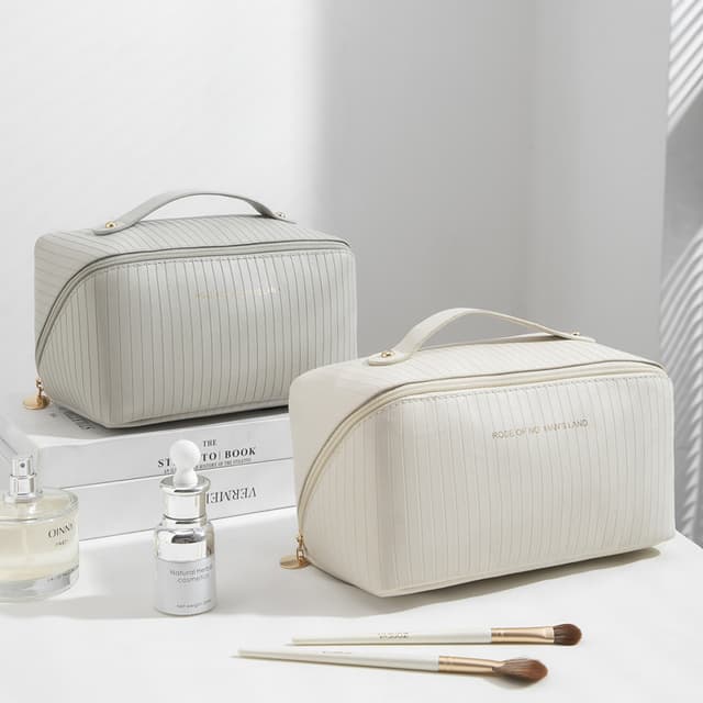 Rummelig toilet-/sminketaske Beige