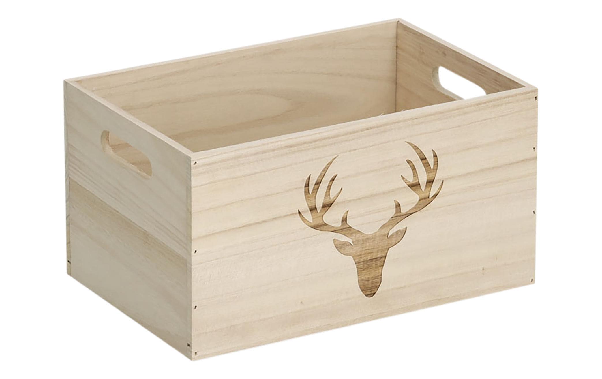 Aufbewahrungskiste mit Hirsch 30 x 20 x 16 cm, NatureAufbewahrungskasten