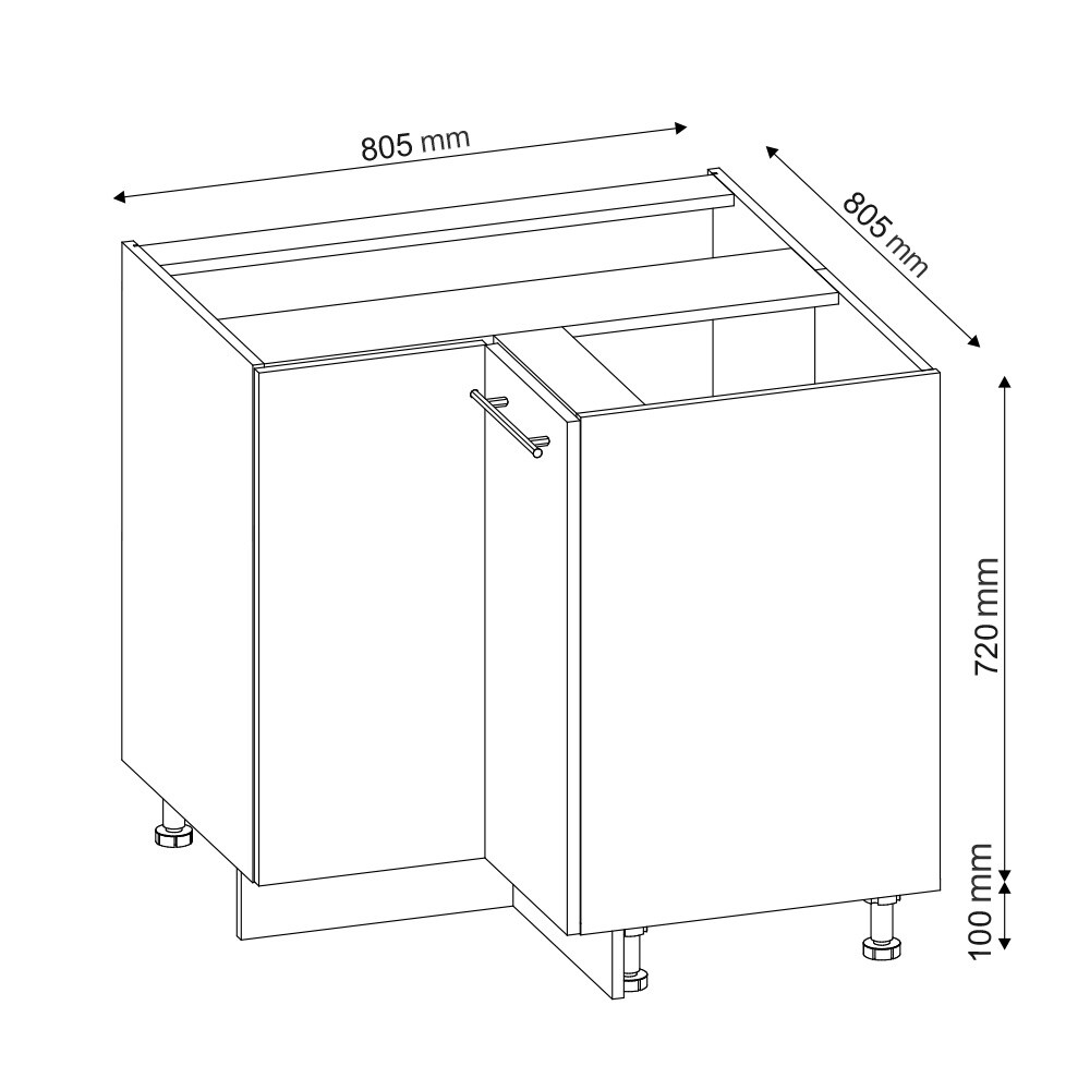Vicco Eckunterschrank Küchenschrank Küchenmöbel Fame-Line Eiche Anthrazit-Gold Landhaus 87 cm Küche Eckküche Einbauküche Doppel-Drehtür Einlegeboden Blende Küchenzeile