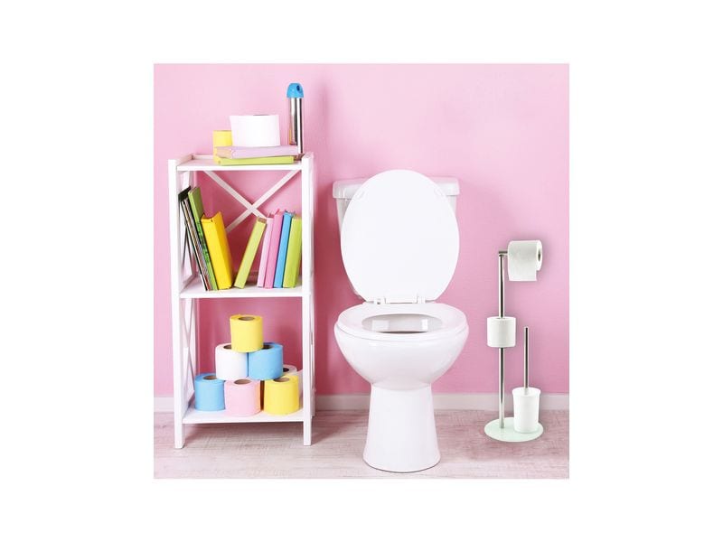MSV Toilettengarnitur Weiss WC-Garnitur mit Glasfuss