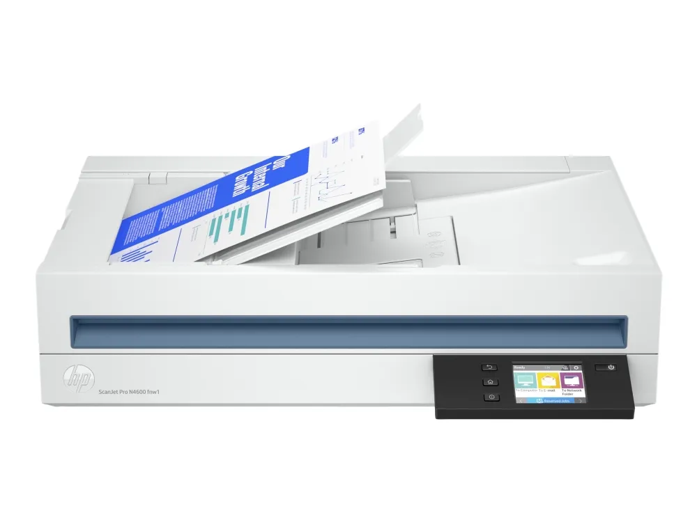 HP Scanjet Pro N4600 fnw1 - Dokumentscanner - Contact Image Sensor (CIS) - Duplex - 216 x 5362 mm - 600 dpi x 1200 dpi - op til 40 ppm (mono) / op til 40 ppm (farve) - ADF (100 ark) - op til 6000 scanninger pr. dag - Gigabit LAN, USB 3.0, Wi-Fi(n)