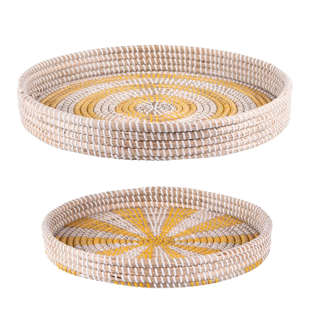 Set de 2 plateaux jonc mer jaune Table passion