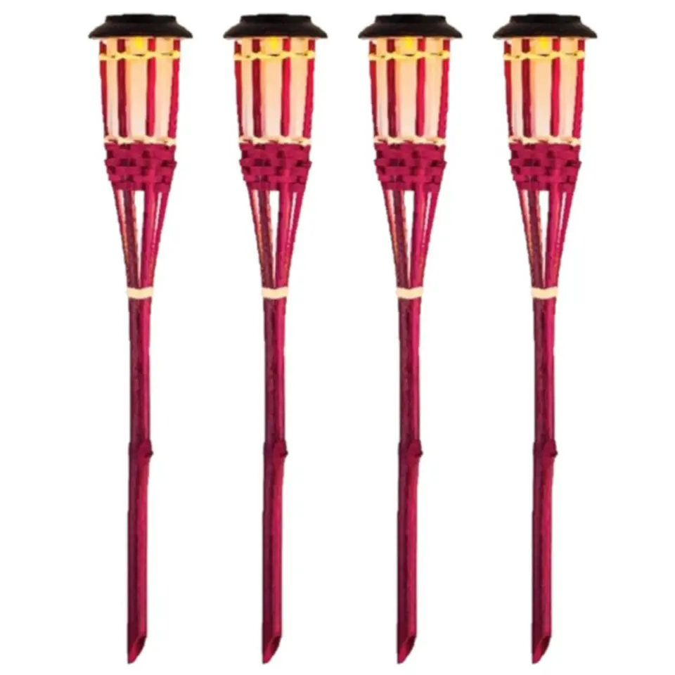 Lumineo Tuinfakkel Bodi - solar - roze - vlameffect - 54 cm