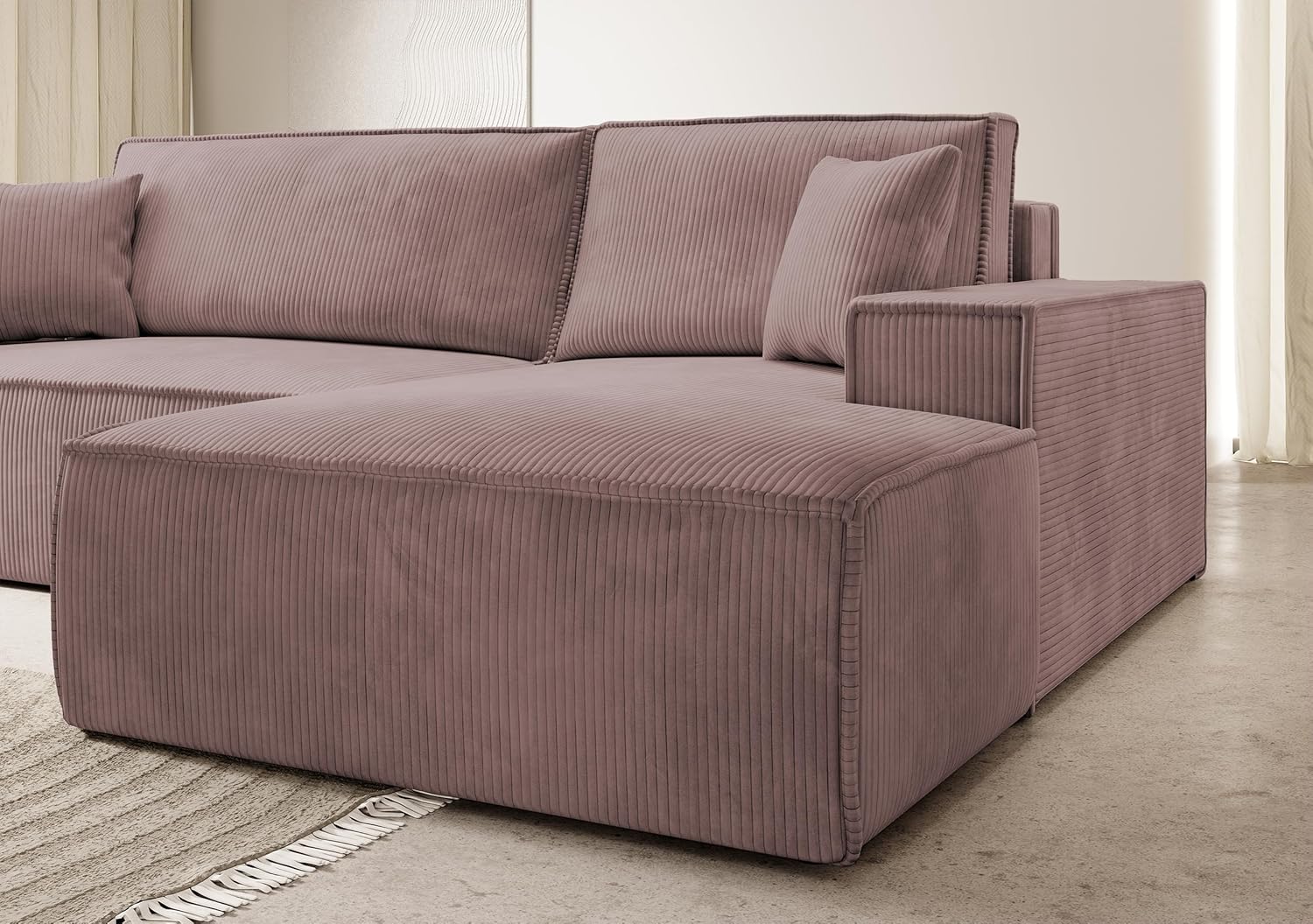 Selsey Sofa Ecksofa Eckcouch Schlafsofa Couch Mit Stauraum Schlaffunktion Pflegeleicht Polyurethanschaum L Form Rechts Farese Rosa Cordoptik