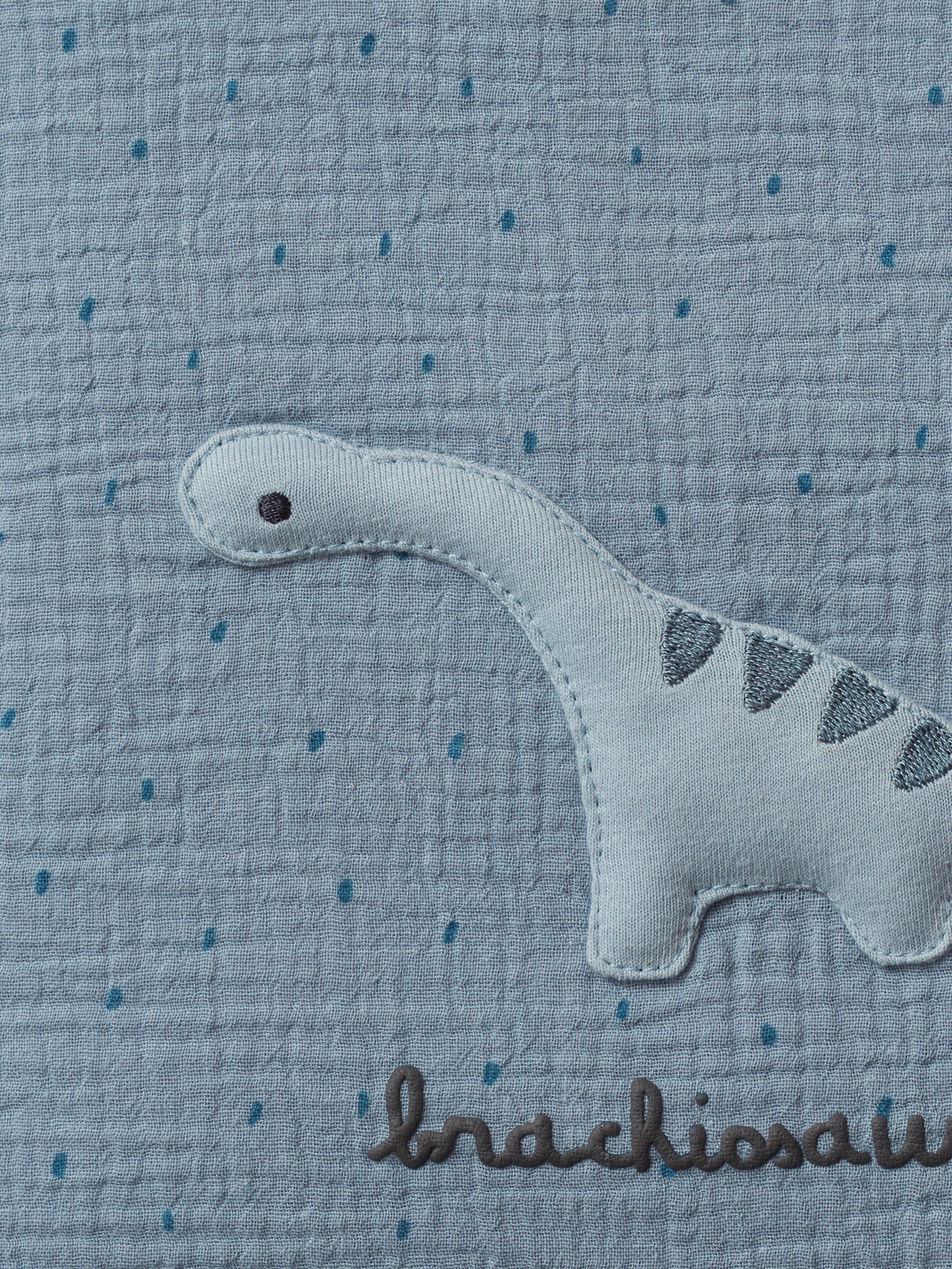Vertbaudet Baby Bettumrandung / Polster für Laufgitter KLEINER DINO blaugrau bedruckt
