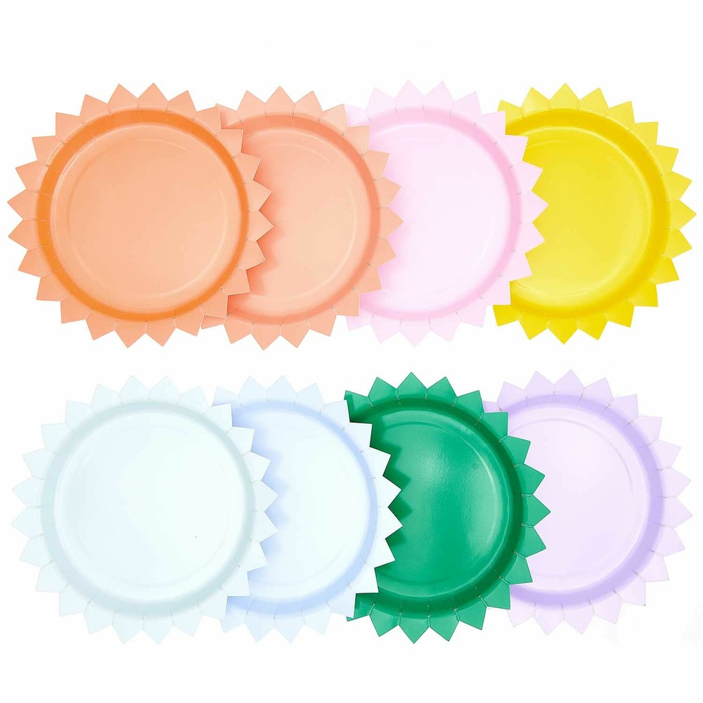 8 assiettes en carton multicolores