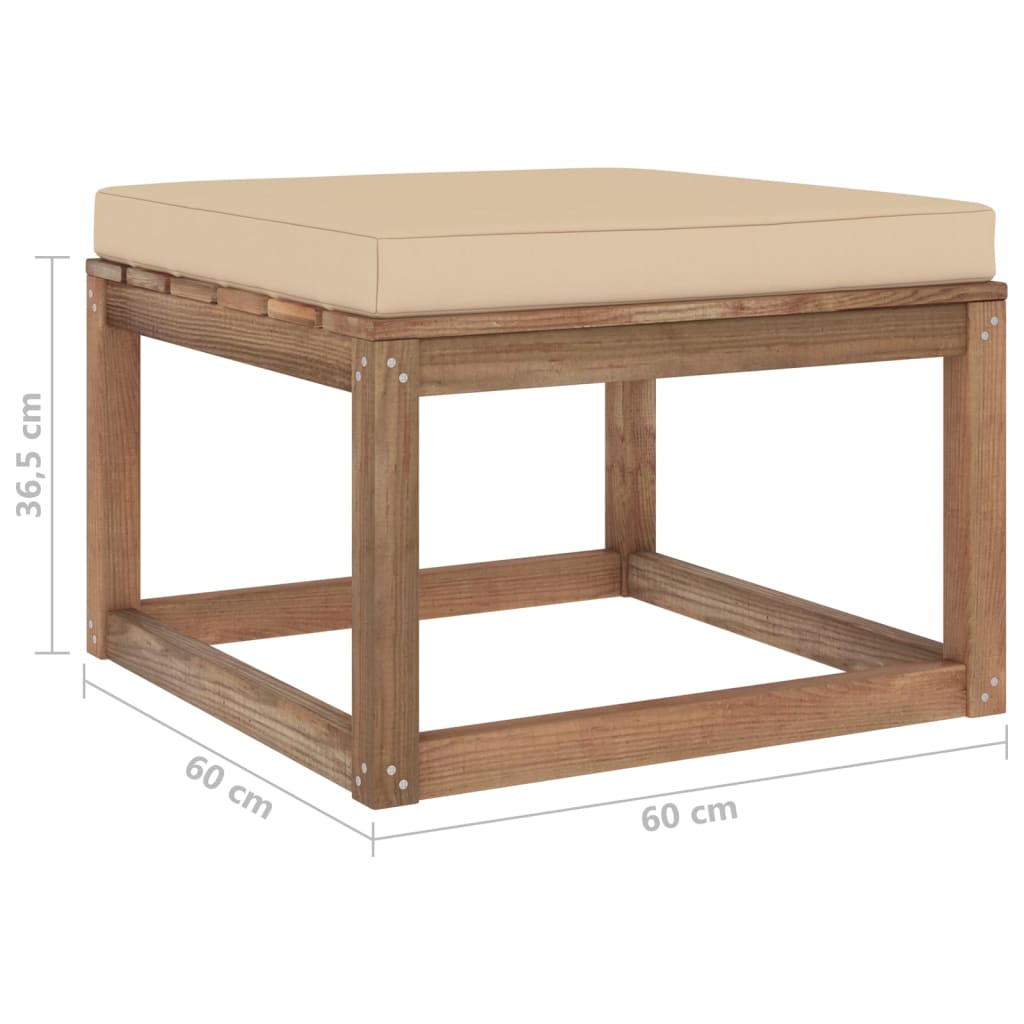 Salon de jardin palette meuble d'extérieur ensemble de mobilier 3 pièces avec coussins bois de pin imprégné