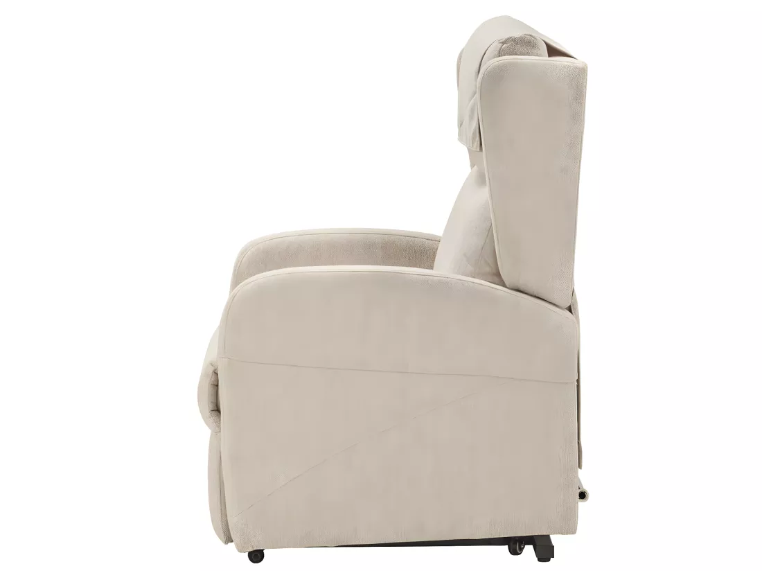 Fauteuil sur roulettes de relaxation et releveur électrique 2 moteurs tissu Vikola-Couleur Beige clair