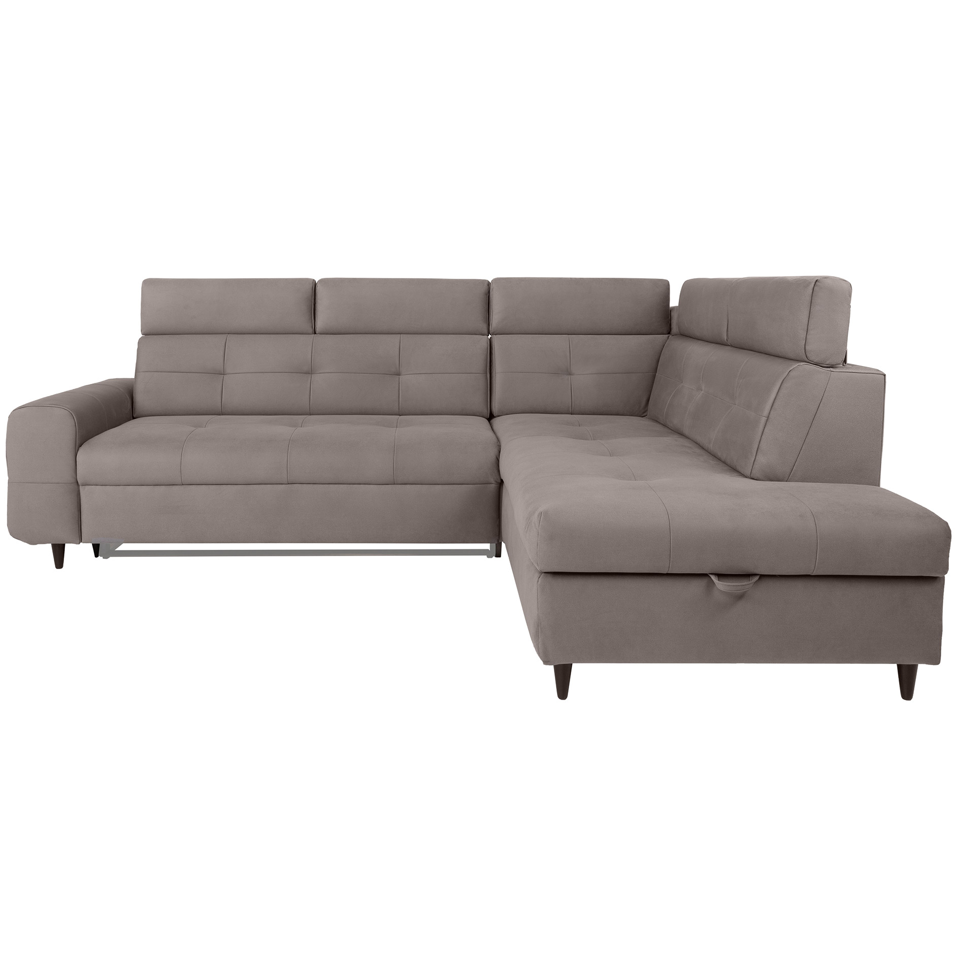 Ecksofa - grey - Velvet - Liegefunktion und Staukasten - Recamiere rechts