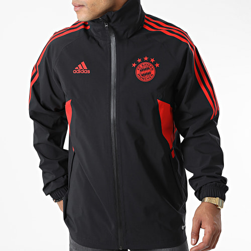 Veste Zippée A Bandes FC Bayern Rain HI3465 Noir