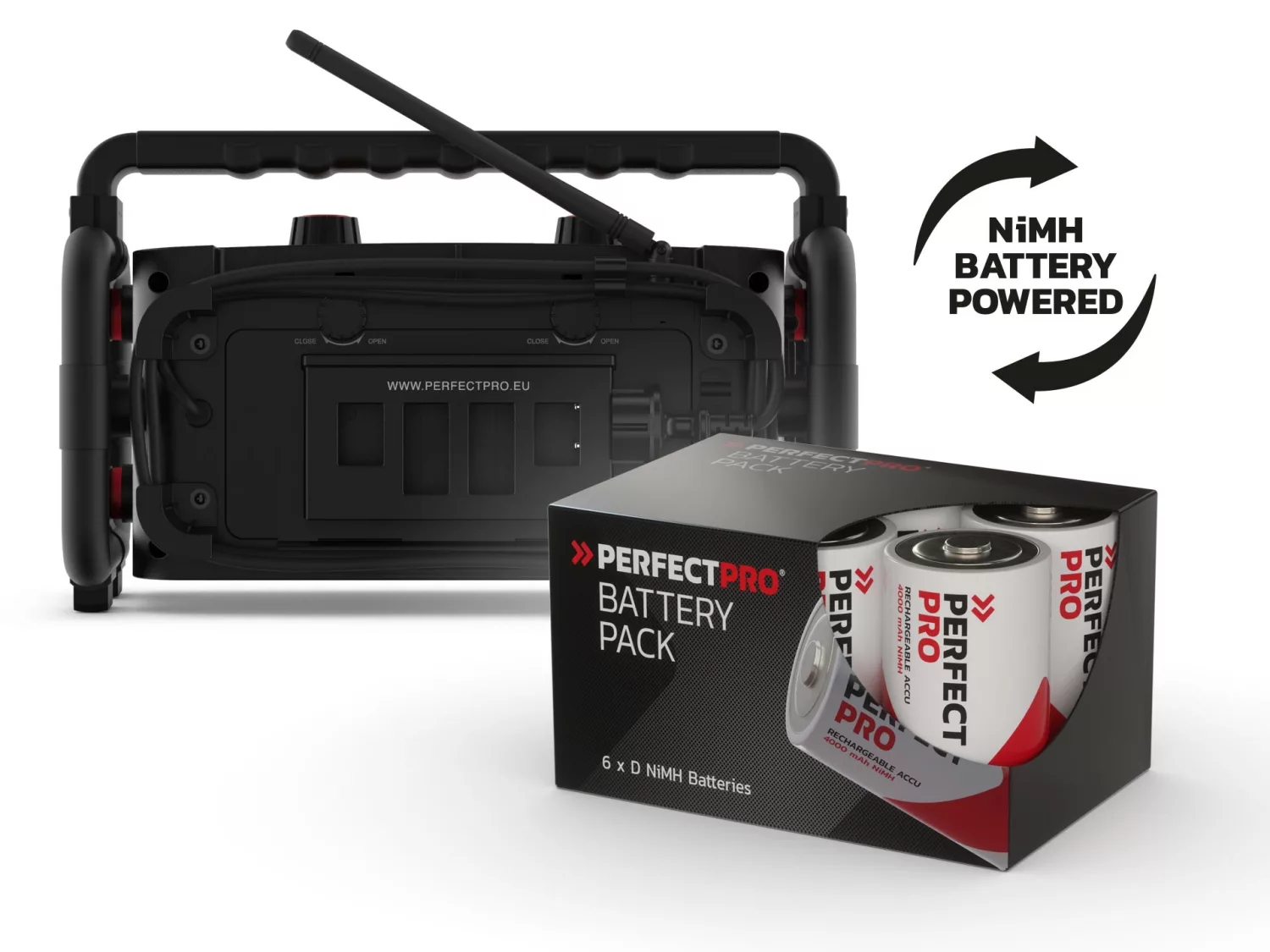 PerfectPro WS3 Workstation 3 Bouwradio - FM RDS - DAB  - bluetooth - aux-in - werkt op netstroom & batterij