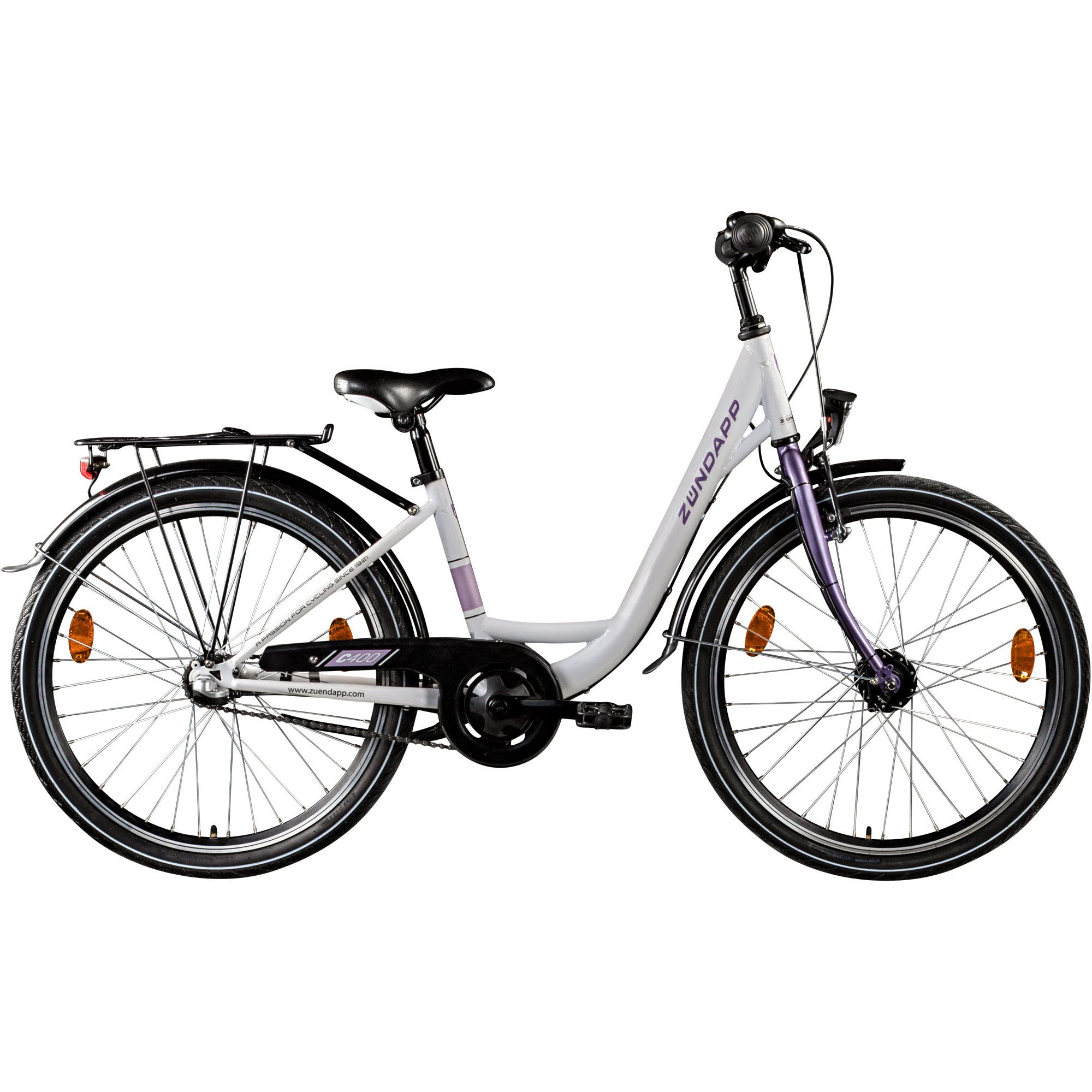 Zündapp C400 Jugendfahrrad 24 Zoll Fahrrad ab 130-145 cm 3 Gang Tiefeinsteiger weiß/lila