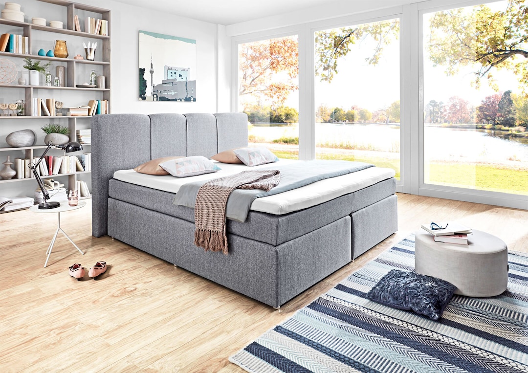 Boxspringbett SAN ANTONIO 180 x 200 cm silbergrau